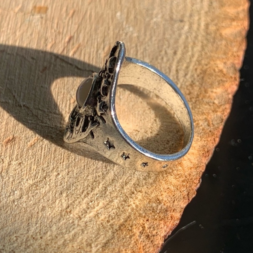 Whimigoth Carved Crystal Ball Hands Unique Dark Essence Magical Ring - Picture 9 of 10